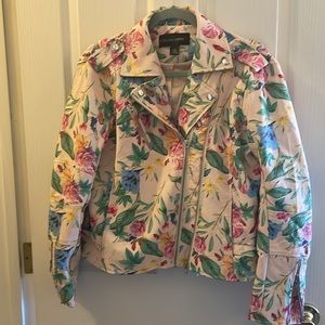 COLLEEN LOPEZ |‎ Moto faux leather jacket floral pattern, size M - EUC